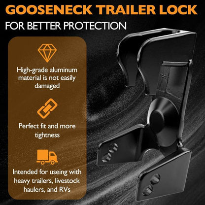 Coupler Gooseneck Hitch Trailer Lock For Heavy Trailer Transporter RV, Color: Black + Combination Lock - Towing Bars by buy2fix | Online Shopping UK | buy2fix