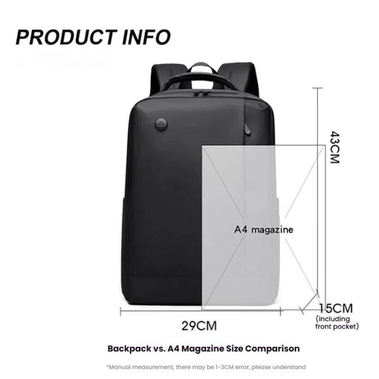 WEPOEWR Men 14-inch Laptop Backpack Waterproof Large Capacity Business Commuter backpack(Black) - Backpack by WEPOEWR | Online Shopping UK | buy2fix