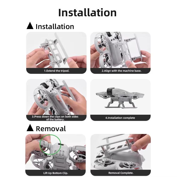 For DJI Neo BRDRC NEO021 Boosting Kickstand Drone Landing Gear Folding Sled Kickstand(Gray) - Mount & Holder by BRDRC | Online Shopping UK | buy2fix