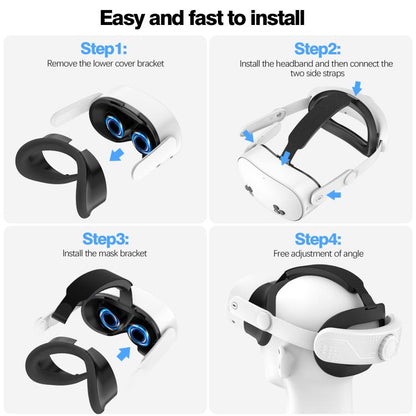 For Meta Quest 3S VR Headset Elite Head Strap Adjustable Comfort Decompression Headband(Gray White) - VR Accessories by buy2fix | Online Shopping UK | buy2fix