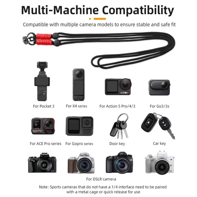 BRDRC Camera Strap Crossbody Lanyard With 1/4 inch Screw Anti-loss Rope Accessory(Light Blue White Knot) - Camera Strap by BRDRC | Online Shopping UK | buy2fix