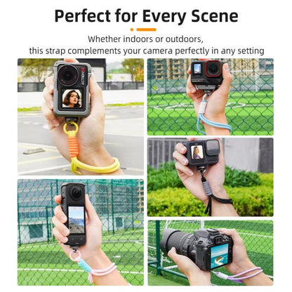 BRDRC Sports Camera Hand Lanyard With 1/4 inch Screw Loss Prevention Lanyard Wrist Strap Accessories(Black Rope Gray Knot) - Camera Strap by BRDRC | Online Shopping UK | buy2fix