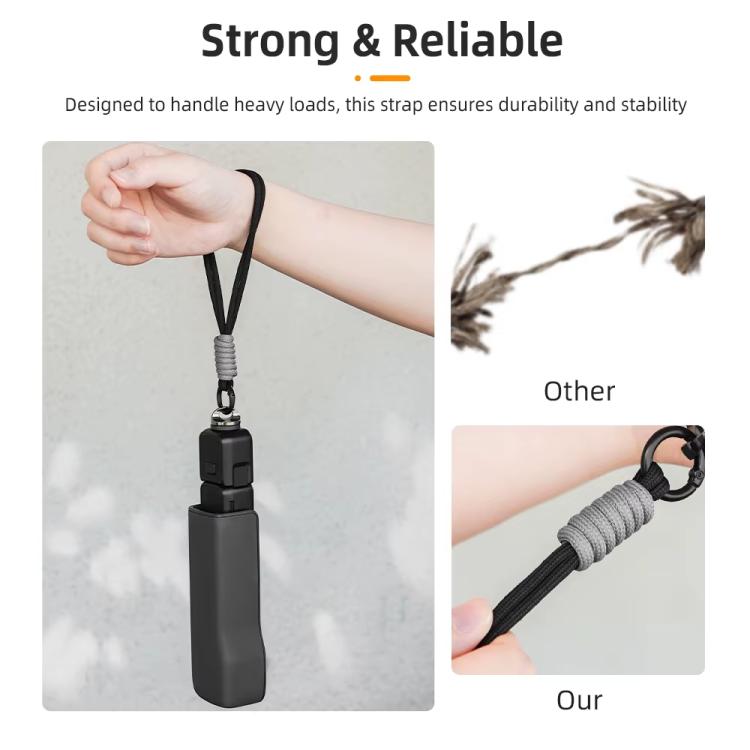 BRDRC Sports Camera Hand Lanyard With 1/4 inch Screw Loss Prevention Lanyard Wrist Strap Accessories(Black Rope Gray Knot) - Camera Strap by BRDRC | Online Shopping UK | buy2fix
