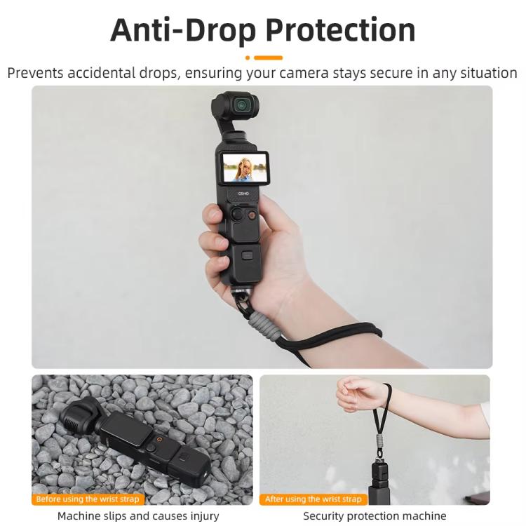 BRDRC Sports Camera Hand Lanyard With 1/4 inch Screw Loss Prevention Lanyard Wrist Strap Accessories(Black Rope Gray Knot) - Camera Strap by BRDRC | Online Shopping UK | buy2fix