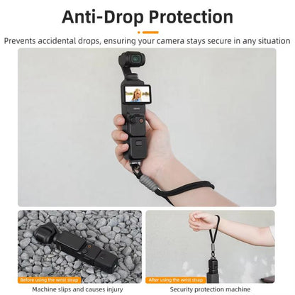 BRDRC Sports Camera Hand Lanyard With 1/4 inch Screw Loss Prevention Lanyard Wrist Strap Accessories(Black Rope Gray Knot) - Camera Strap by BRDRC | Online Shopping UK | buy2fix