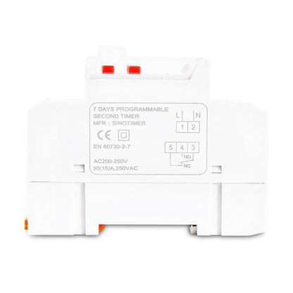 SINOTIMER TM919sB 220V 30A 1 Second Interval 7-Day Programmable Timer Din Rail Mounted - Switch by SINOTIMER | Online Shopping UK | buy2fix