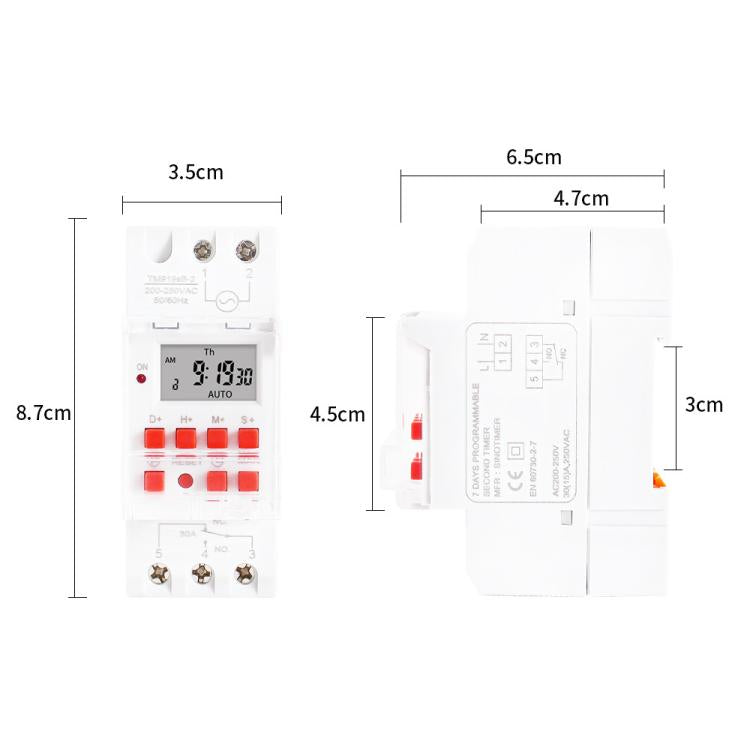 SINOTIMER TM919sB 220V 30A 1 Second Interval 7-Day Programmable Timer Din Rail Mounted - Switch by SINOTIMER | Online Shopping UK | buy2fix