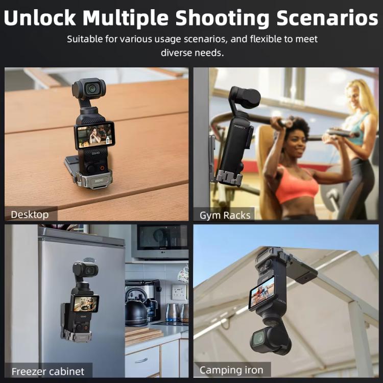 For DJI OSMO Pocket 3 BRDRC PO3005 Multi-functional Magnetic Base Expansion Back Clip Holder Adapter Bezel Accessory(Tarnish) - Mount & Holder by BRDRC | Online Shopping UK | buy2fix