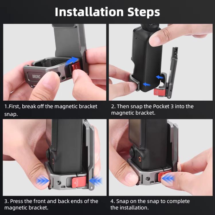 For DJI OSMO Pocket 3 BRDRC PO3005 Multi-functional Magnetic Base Expansion Back Clip Holder Adapter Bezel Accessory(Tarnish) - Mount & Holder by BRDRC | Online Shopping UK | buy2fix