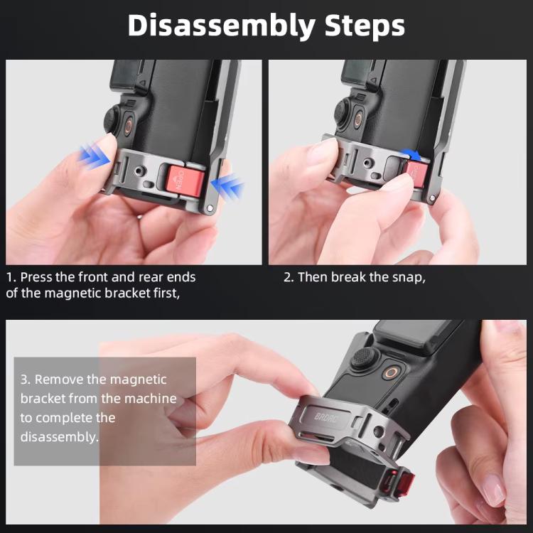 For DJI OSMO Pocket 3 BRDRC PO3005 Multi-functional Magnetic Base Expansion Back Clip Holder Adapter Bezel Accessory(Tarnish) - Mount & Holder by BRDRC | Online Shopping UK | buy2fix