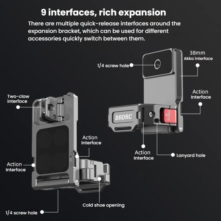 For DJI OSMO Pocket 3 BRDRC PO3005 Multi-functional Magnetic Base Expansion Back Clip Holder Adapter Bezel Accessory(Tarnish) - Mount & Holder by BRDRC | Online Shopping UK | buy2fix