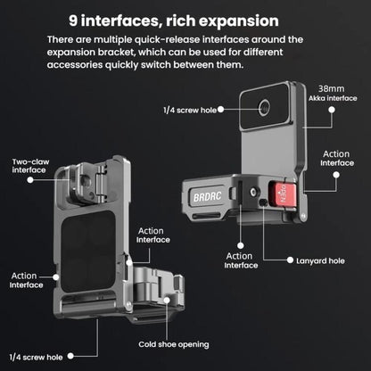 For DJI OSMO Pocket 3 BRDRC PO3005 Multi-functional Magnetic Base Expansion Back Clip Holder Adapter Bezel Accessory(Tarnish) - Mount & Holder by BRDRC | Online Shopping UK | buy2fix