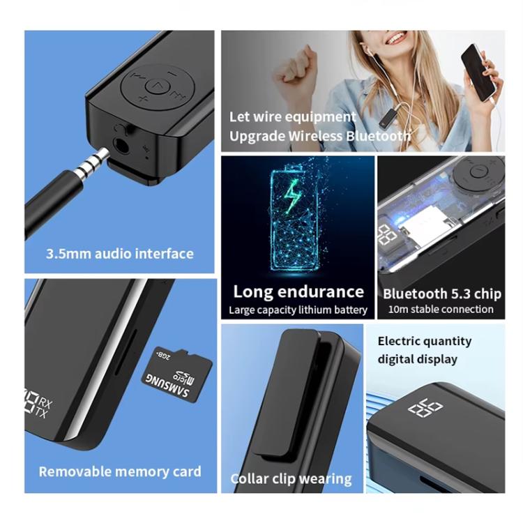 MX-M06 Clip-on Bluetooth 5.3 Audio Receiver and Transmitter Computer Audio Car Adapter - Audio Receiver Transmitter by buy2fix | Online Shopping UK | buy2fix