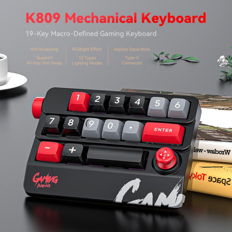 MKESPN RGB Hot Swap Wired Mechanical Keyboard Rocker Knob Programming Macro Custom Gaming Keyboard(Black) - Mini Keyboard by MKESPN | Online Shopping UK | buy2fix