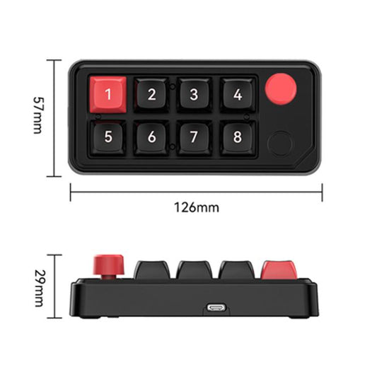MKESPN 8-Key Wired Hot-Swappable Macro Definition Gaming Mechanical Keyboard With Knob(Black) - Mini Keyboard by MKESPN | Online Shopping UK | buy2fix