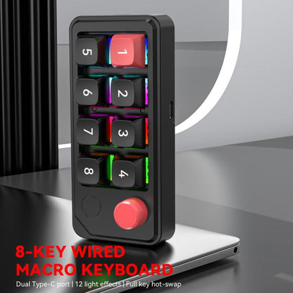 MKESPN 8-Key Wired Hot-Swappable Macro Definition Gaming Mechanical Keyboard With Knob(Black) - Mini Keyboard by MKESPN | Online Shopping UK | buy2fix