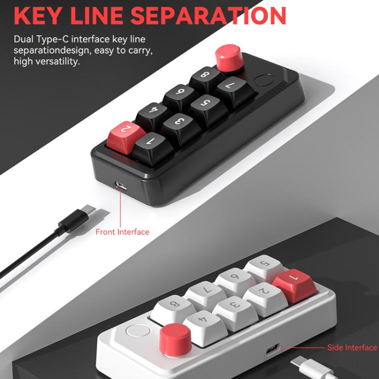 MKESPN 8-Key Wired Hot-Swappable Macro Definition Gaming Mechanical Keyboard With Knob(Black) - Mini Keyboard by MKESPN | Online Shopping UK | buy2fix