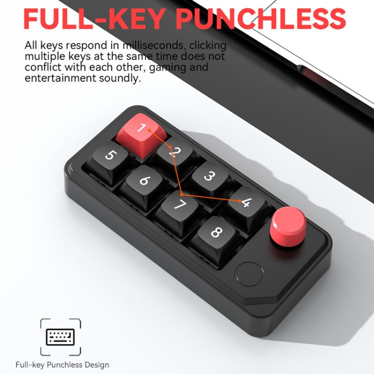 MKESPN 8-Key Wired Hot-Swappable Macro Definition Gaming Mechanical Keyboard With Knob(Black) - Mini Keyboard by MKESPN | Online Shopping UK | buy2fix