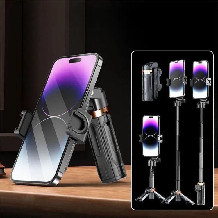 Pocket Mini Selfie Stick 3 In 1 Extendable Grip Phone Tripod With Bluetooth Remote Control(Black) - Stand by buy2fix | Online Shopping UK | buy2fix