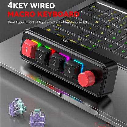 MKESPN 4-Key Macro Programmable Mechanical Gaming Keyboard With Dual USB-C Ports Hot-Swappable RGB Backlit 816B White - Wired Keyboard by MKESPN | Online Shopping UK | buy2fix