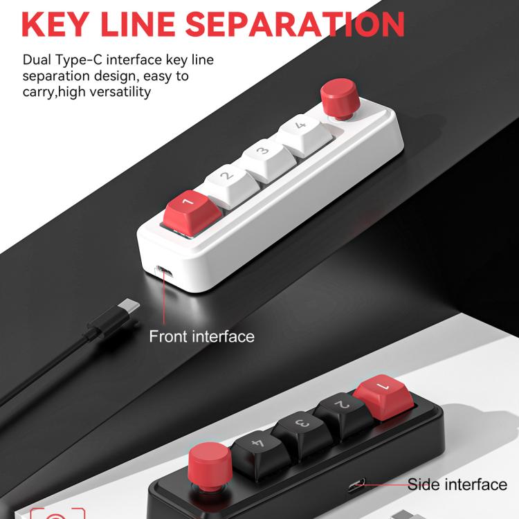 MKESPN 4-Key Macro Programmable Mechanical Gaming Keyboard With Dual USB-C Ports Hot-Swappable RGB Backlit 816B White - Wired Keyboard by MKESPN | Online Shopping UK | buy2fix