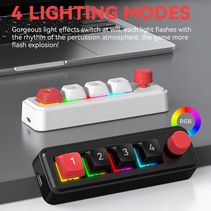 MKESPN 4-Key Macro Programmable Mechanical Gaming Keyboard With Dual USB-C Ports Hot-Swappable RGB Backlit 816A White - Wired Keyboard by MKESPN | Online Shopping UK | buy2fix