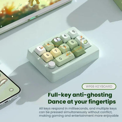 MKESPN W908 Wireless Tri-Mode Hot-Swappable Macro-Defined RGB Backlit Gaming Mechanical Keypad(White) - Mini Keyboard by MKESPN | Online Shopping UK | buy2fix