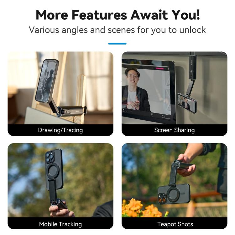 TELESIN P1-HSS-02 Magnet Version Remote Control Travel Photo Cell Phone Holder Desktop Fixed Lazy Magnetic Holder - Desktop Holder by TELESIN | Online Shopping UK | buy2fix