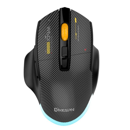 MKESPN W601 Silent Wireless Tri-mode Macro Gaming Mouse Carbon Fiber 12800DPI Bluetooth Mouse(Black)