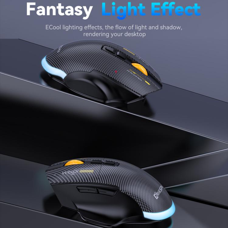 MKESPN W601 Silent Wireless Tri-mode Macro Gaming Mouse Carbon Fiber 12800DPI Bluetooth Mouse(Black) - Wireless Mice by MKESPN | Online Shopping UK | buy2fix