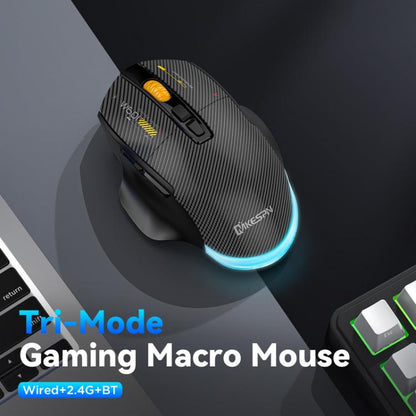 MKESPN W601 Silent Wireless Tri-mode Macro Gaming Mouse Carbon Fiber 12800DPI Bluetooth Mouse(Black) - Wireless Mice by MKESPN | Online Shopping UK | buy2fix