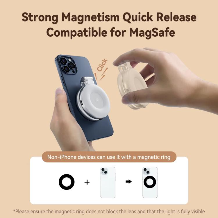 TELESIN S5-BGD-01 Mini Phone Magnetic Beauty Replacement Light Tri-color Temperature Portable Selfie Mirror Rotating Stretching Pocket Lamp - Selfie Light by TELESIN | Online Shopping UK | buy2fix