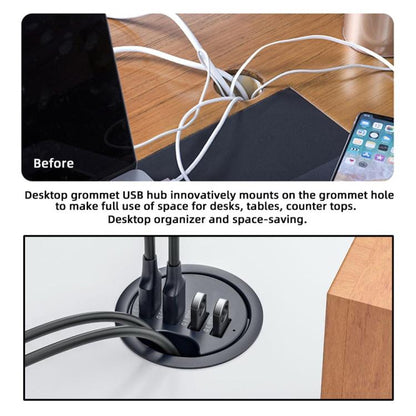 2xUSB3.0+USB-C+SD/MMC Desk Grommet Splitter HUB Dock Station, Cable Length 1.2m - USB 3.0 HUB by buy2fix | Online Shopping UK | buy2fix