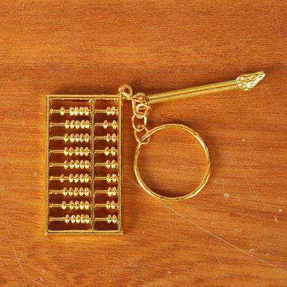 4cm With Pen Zinc Alloy Gold Plated Daily Charm Abacus Keychain - Key Rings by buy2fix | Online Shopping UK | buy2fix