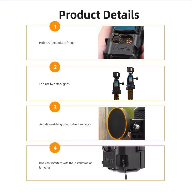 4pcs /Set For DJI Osmo Pocket 3 Flymile Magnetic Bracket Fixed Base Back Clip Adapter Bezel Accessories - Mount & Holder by Flymile | Online Shopping UK | buy2fix