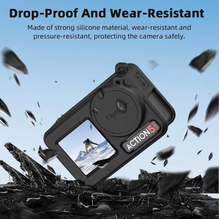 For DJI Osmo Action 3 / 4 / 5 Pro Flymile Silicone Cover Sport Camera Lens Drop Cases(Blue) - Case & Bags by Flymile | Online Shopping UK | buy2fix