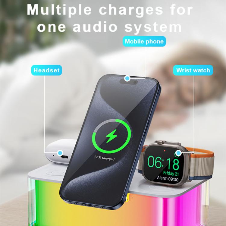 R8 Cell Phone Earphone Watch 3 In 1 Multi-Function Wireless Magnetic Charger(White) - Wireless Charger by buy2fix | Online Shopping UK | buy2fix