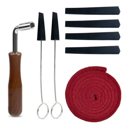 Piano Tuning Tool Set Tuning Stop Tape Wrench Musical Instrument Accessories, Style: Black 8pcs / Set - Keyboard Accessories by buy2fix | Online Shopping UK | buy2fix