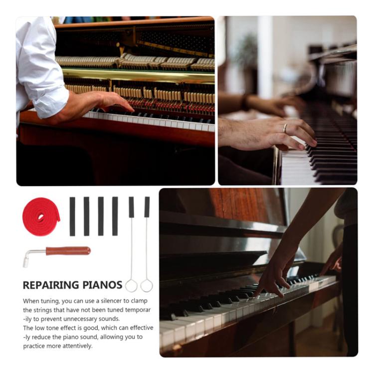 Piano Tuning Tool Set Tuning Stop Tape Wrench Musical Instrument Accessories, Style: Blue 8pcs / Set - Keyboard Accessories by buy2fix | Online Shopping UK | buy2fix