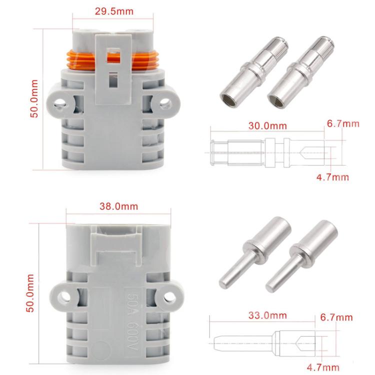 Anderson 50A 12V/24V Air Conditioner Waterproof Plugs Automotive Power Cord Connector(Male Cnnector) - Booster Cable & Clip by buy2fix | Online Shopping UK | buy2fix