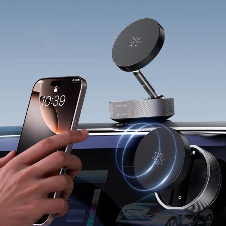 T20 Magnetic Car Phone Holder Car Center Console Navigation Portable Folding Stand(Silver) - Universal Car Holders by buy2fix | Online Shopping UK | buy2fix