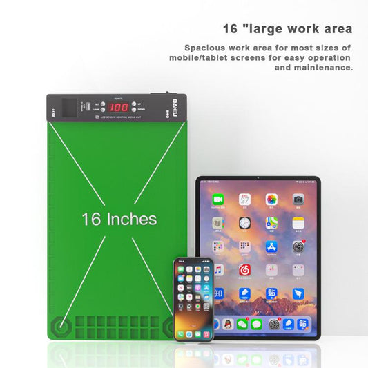BAKU BA-940 16-inch LCD Screen Removal Work Mat With Heating System and Dust Lighting EU Plug - Separation Equipment by BAKU | Online Shopping UK | buy2fix