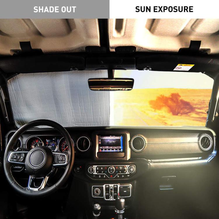 For Jeep Wrangler JL After 2018 汽车前挡风玻璃遮阳板(Black+Silver) - Window Foils & Solar Protection by buy2fix | Online Shopping UK | buy2fix