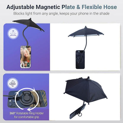 Magnetic Phon Mini Umbrella Waterproof Sunshade With Finger Ring(Black) - Ring Holder by buy2fix | Online Shopping UK | buy2fix