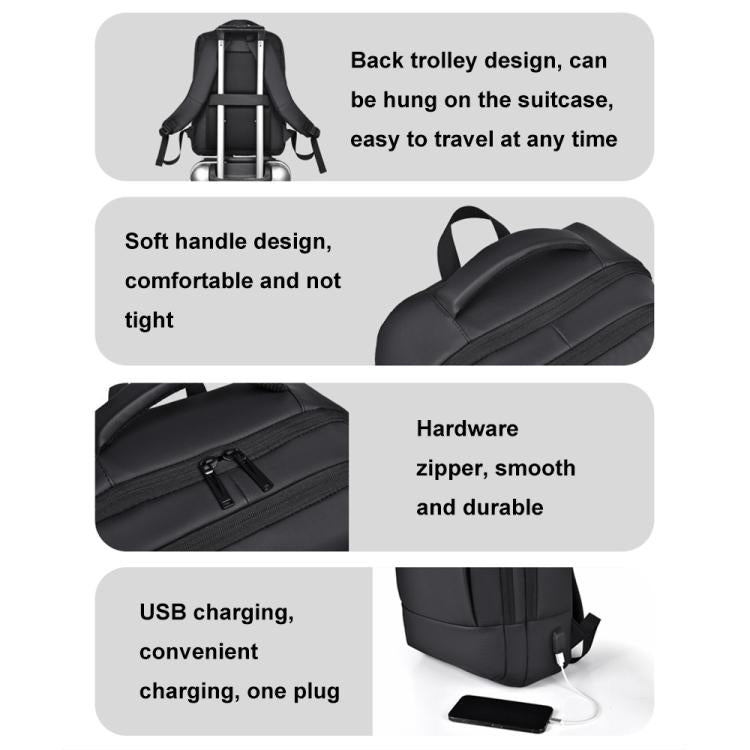 OUMANTU 2103 Large Capacity Multi-Compartment Waterproof Laptop Backpack With USB Port(Gray) - Backpack by OUMANTU | Online Shopping UK | buy2fix