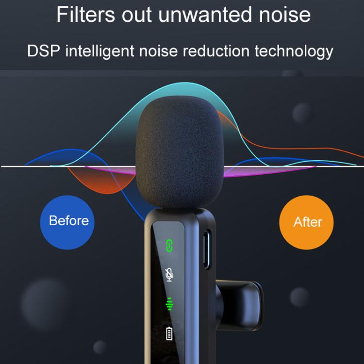 H63 Wireless Lavalier Microphone Live Shooting Audio Noise Canceling Device, Style: Dual Mic(8 Pin) - Microphone by buy2fix | Online Shopping UK | buy2fix