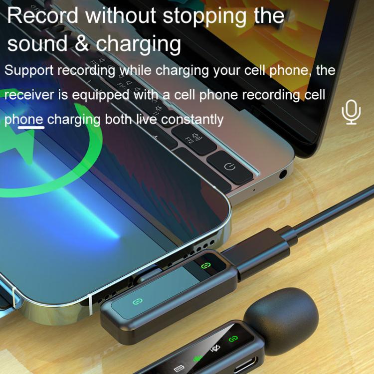 H63 Wireless Lavalier Microphone Live Shooting Audio Noise Canceling Device, Style: Dual Mic(8 Pin) - Microphone by buy2fix | Online Shopping UK | buy2fix