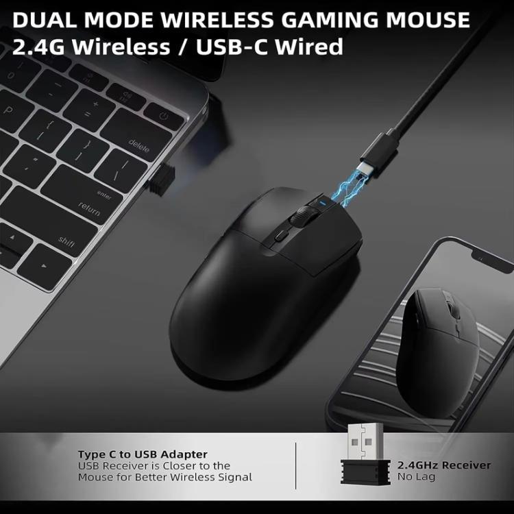 Ajazz AJ139 Pro Gaming Mouse Lightweight PAW3395 Wireless 2.4G + Wired Dual Mode Computer Mouse(White) - Wireless Mice by Ajazz | Online Shopping UK | buy2fix