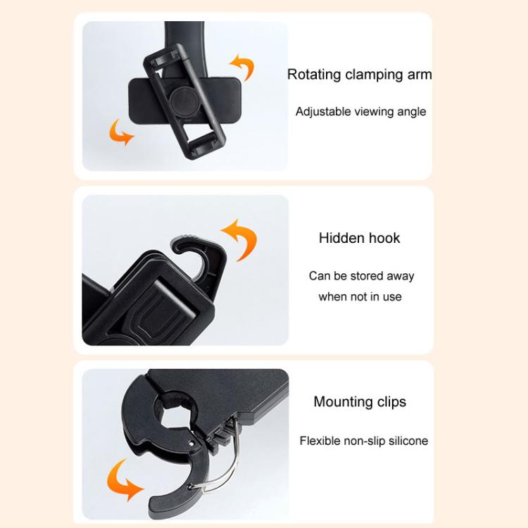 Car Rear Seat Headrest Multifunctional Rotating Telescopic Cell Phone Holder Hooks(Black) - Auto Fastener & Clips by buy2fix | Online Shopping UK | buy2fix