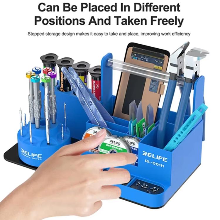 RELIFE RL-001H Rotary Organizer Cell Phone Repair Tool Parts Screwdriver Storage Rack(Gray) - Tool Boxes & Bags by RELIFE | Online Shopping UK | buy2fix